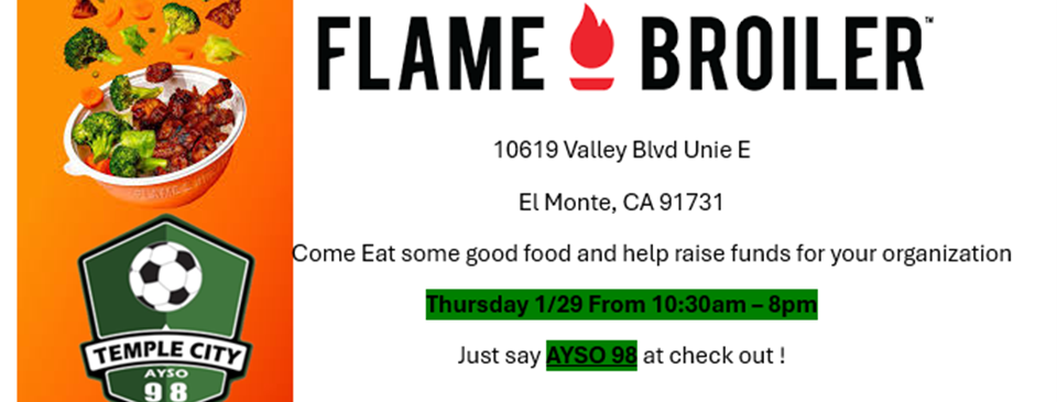 Fundraiser 1-29-26 at Flame Broiler in El Monte